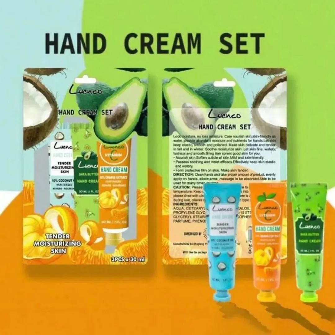 3pcs Hand Cream Kits Moisturizing Fruits Flowers Nutrients Dry Crakced Repair Soft Whitening Oil Control Nourishing Care