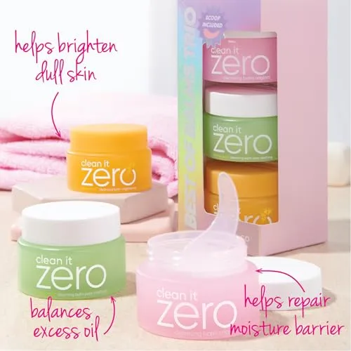 BANILA CO Clean it Zero Best of Balms Trio: Original, Brightening, Pore Clarifying (Pack of 3 travel sized balms, 25ml each)