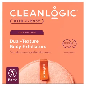 Bath and Body Sensitive Skin Dual-Texture Body Exfoliators, Assorted Colors, 3 Count