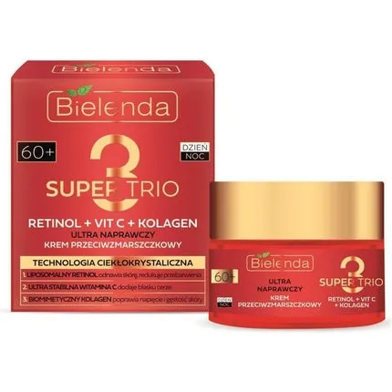 Bielenda Super Trio Retinol Vitamin C Collagen Ultra Repairing Anti-Wrinkle Cream 60  50 ml