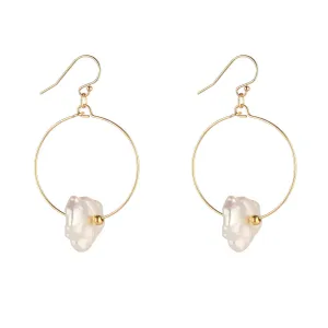 Gold Filled Flat Keshi Pearl Small Hoop Earrings