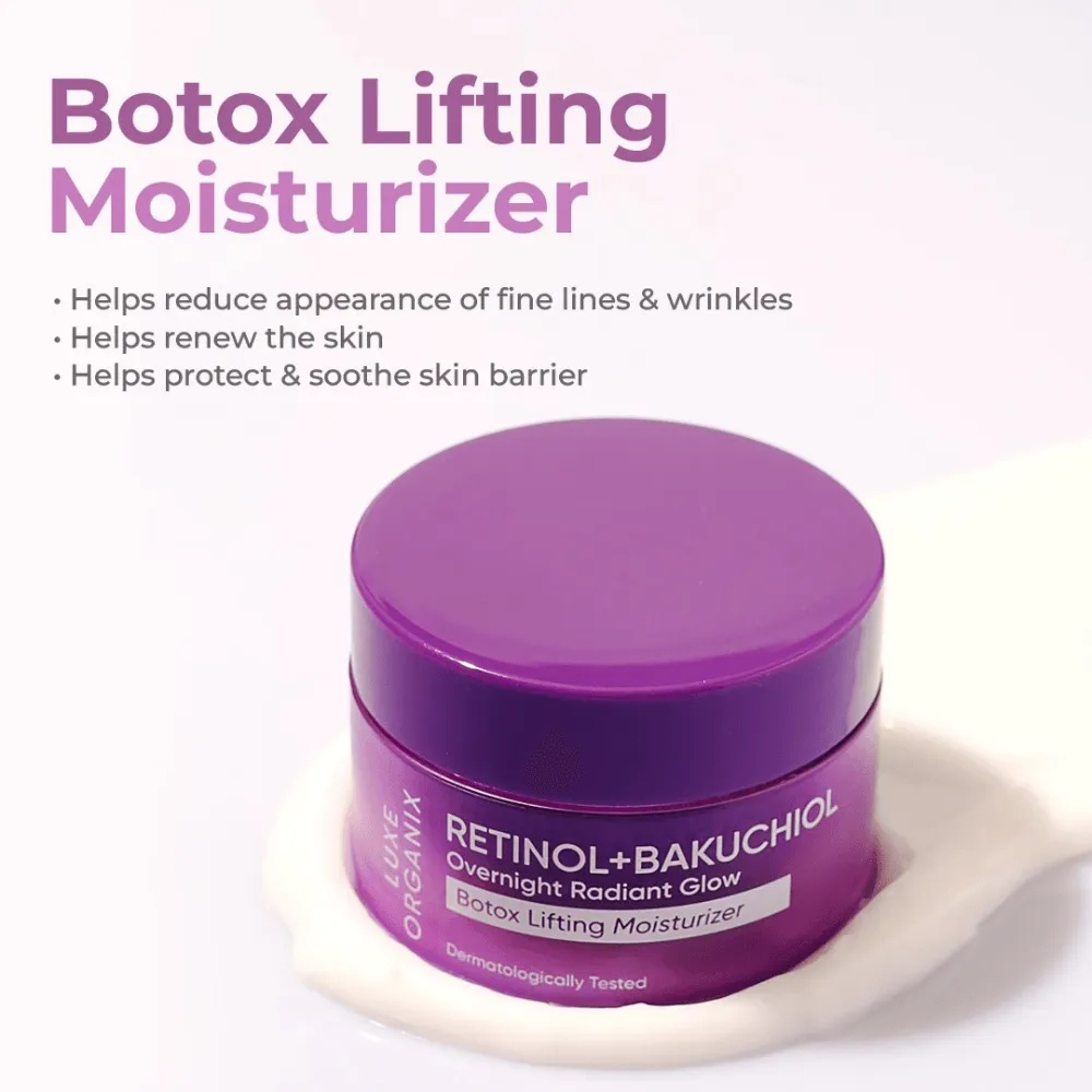 Luxe Organix Retinol   Bakuchiol Overnight Radiant Glow Botox Lifting Moisturizer 50g