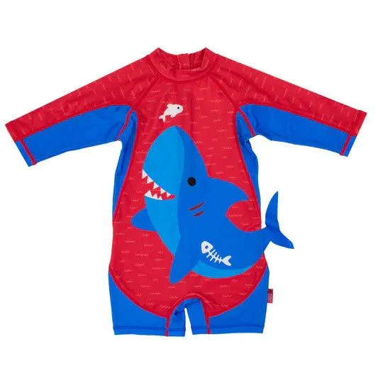 One Piece Rash Guard  Surf Swimsuit - Blue Shark