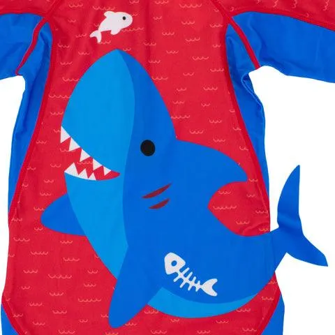 One Piece Rash Guard  Surf Swimsuit - Blue Shark