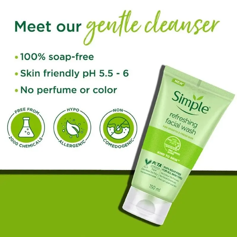 Simple Kind to Skin Refreshing Facial Gel Wash (150ml)