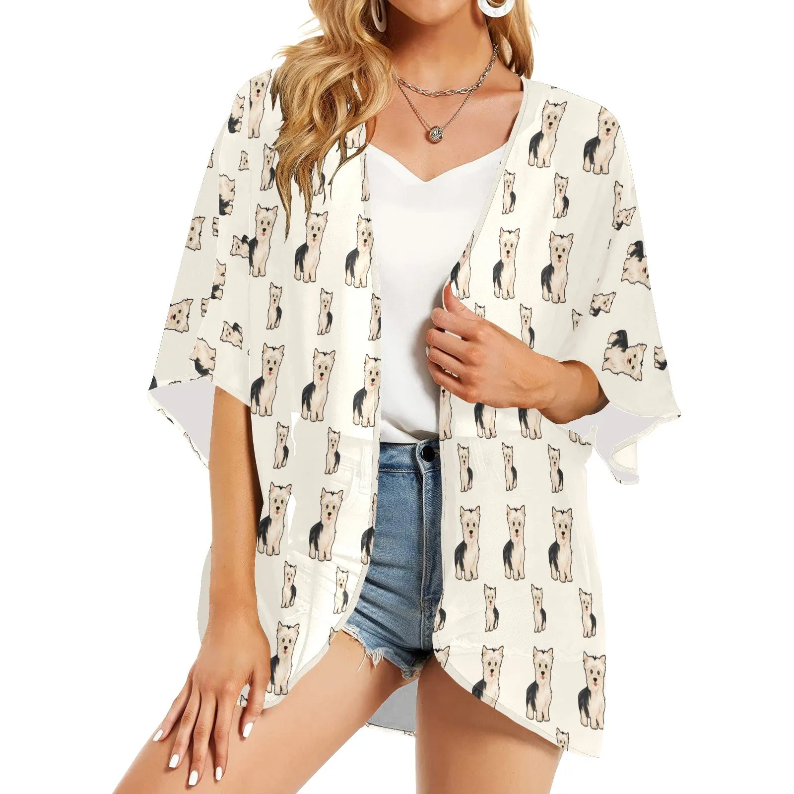 Yorkie Chiffon Cover Up - Cartoon